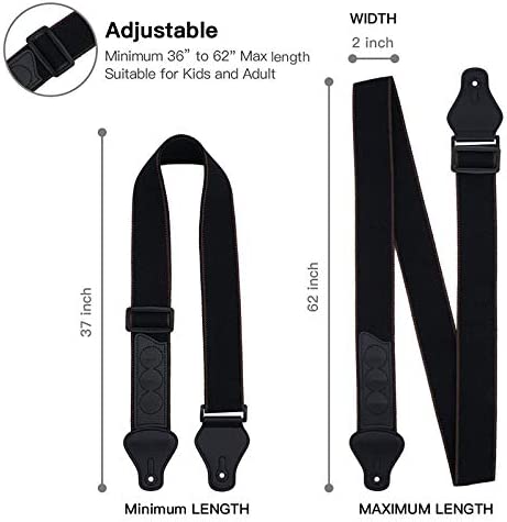 tifanso Guitar Strap, Soft Cotton Guitar Straps With 3 Pick Holders, Strap Button Headstock Adaptor, 1 Pair Strap Locks and 3 Guitar Picks Set For electric/Acoustic Guitar